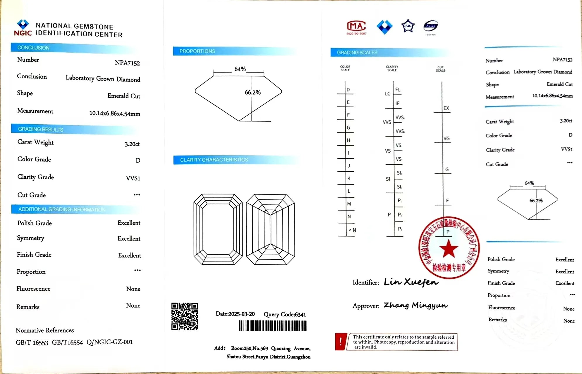 3.20ct Emerald Cut Lab Diamond - D Color VVS1 Clarity | Doveggs Certified