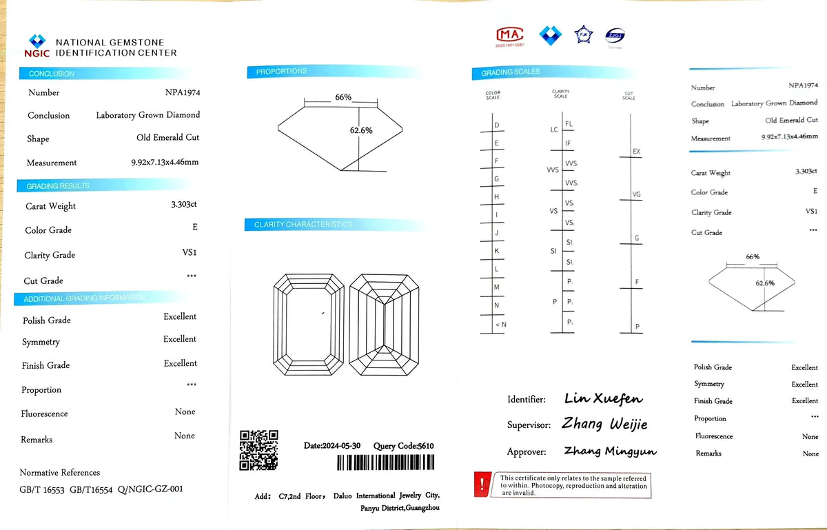 3.303ct Emerald Cut Lab Diamond - E Color VS1 | Doveggs Certified