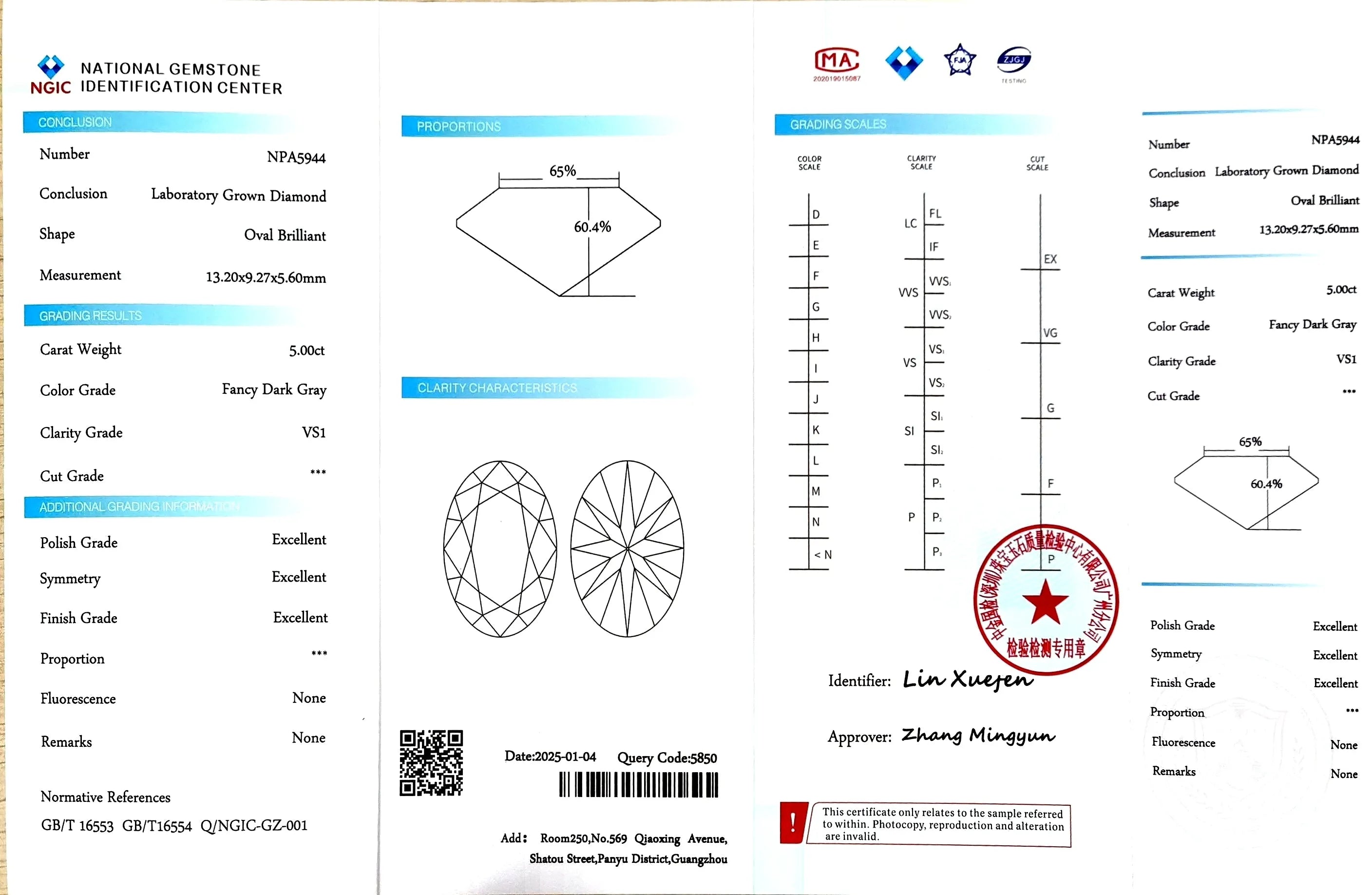 5.00ct Oval Fancy Dark Gray Lab Diamond - VS1 Clarity | Doveggs Certified