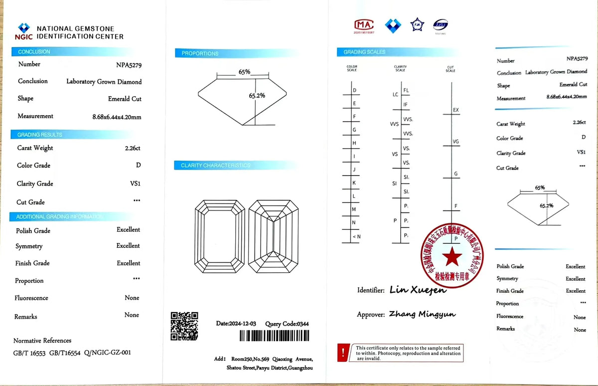 2.26ct Emerald Cut Lab Diamond - D Color VS1 | Doveggs Certified