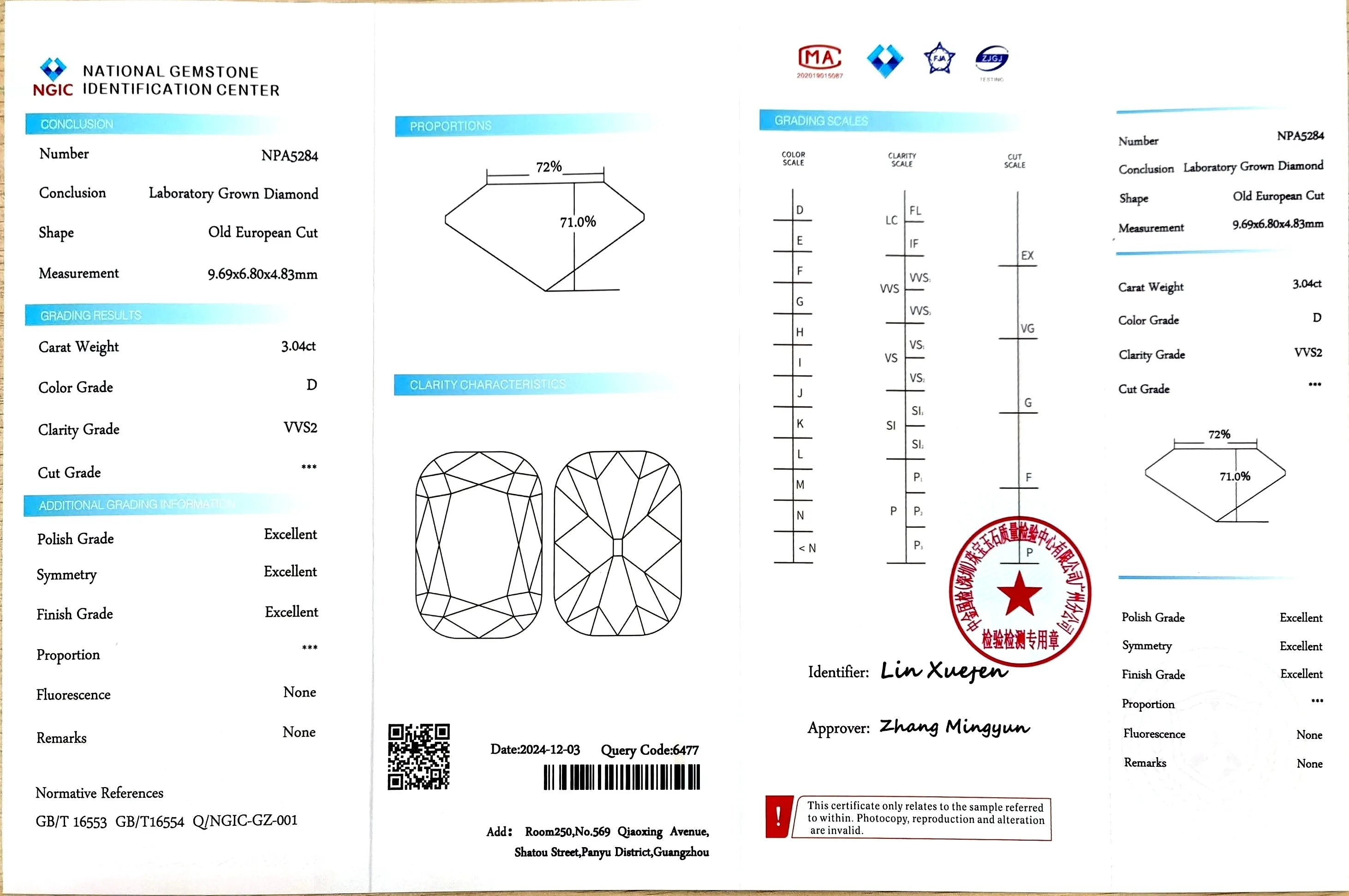 3.04ct Cushion Cut Lab Diamond - D Color VVS2 | Old European Cut | Doveggs