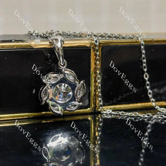Round floral halo 2ct moissanite pendant necklace (pendant only)| Doveggs
