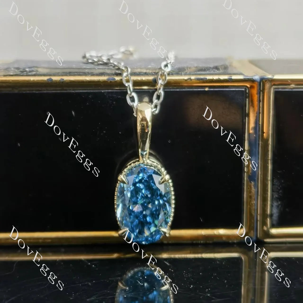 River Lee-Oval solitaire moissanite pendant necklace (pendant only)| Doveggs