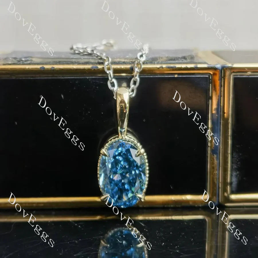 River Lee-Oval solitaire lab diamond pendant necklace semi-mount only(Exclusively to DovEggs Stones)