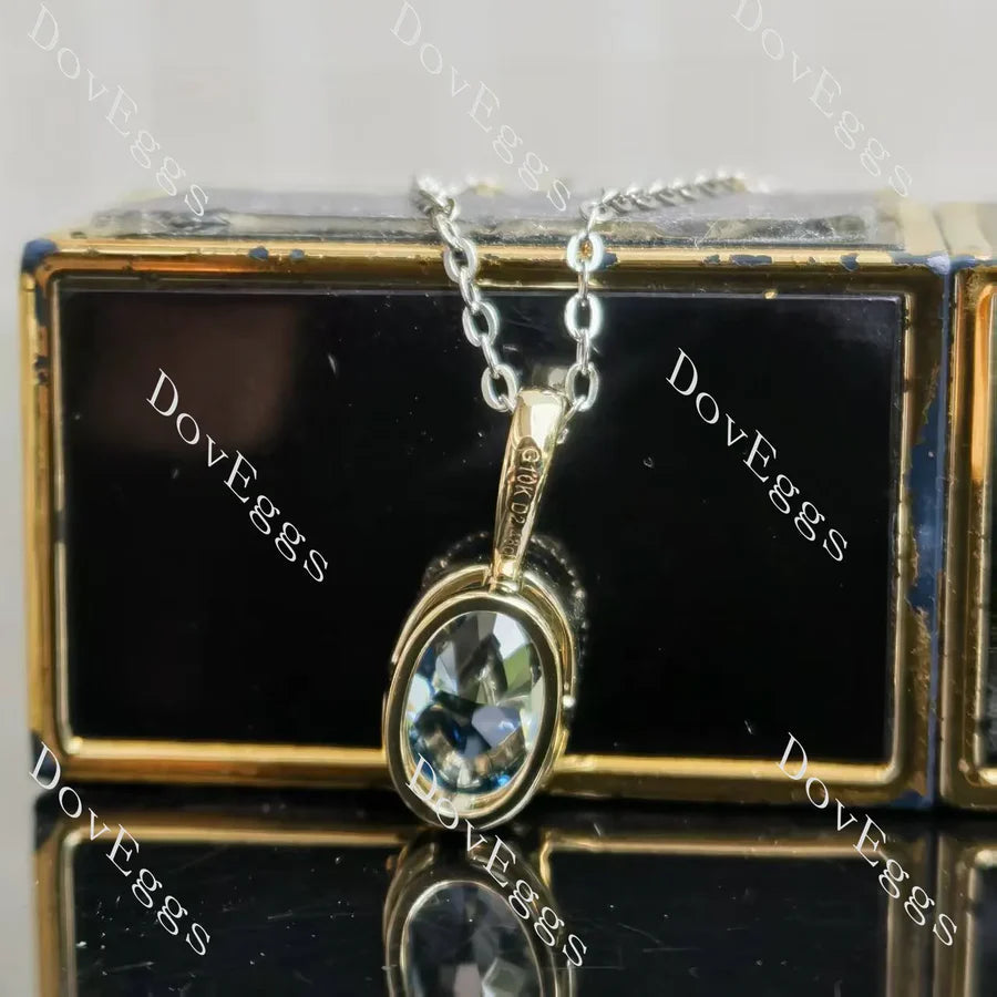 River Lee-Oval solitaire lab diamond pendant necklace semi-mount only(Exclusively to DovEggs Stones)