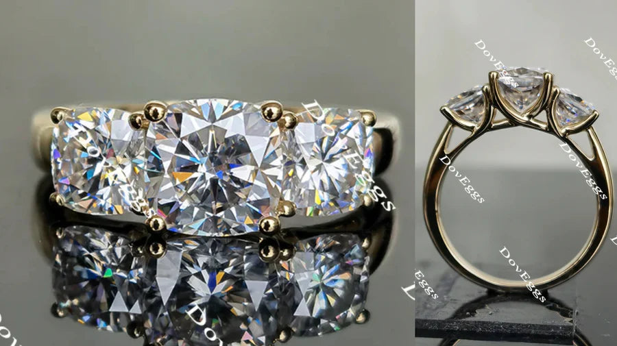 Doveggs three-stone engagement ring only semi-mount only(Exclusively to DovEggs Stones)