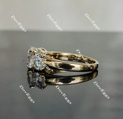 Doveggs three-stone engagement ring only semi-mount only(Exclusively to DovEggs Stones)