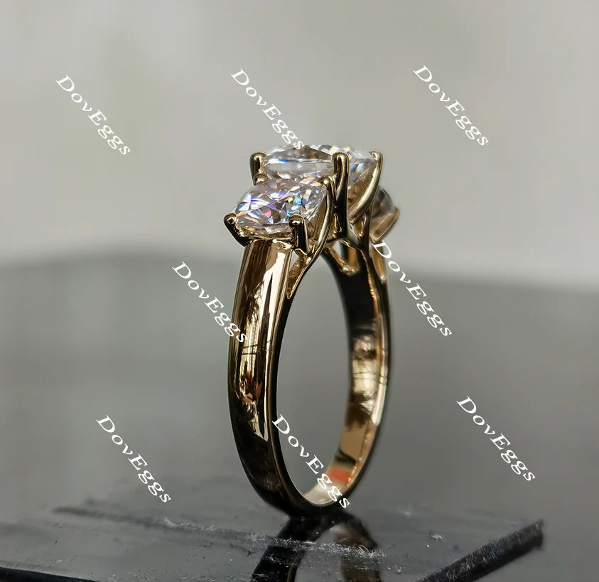 Doveggs three-stone engagement ring only semi-mount only(Exclusively to DovEggs Stones)
