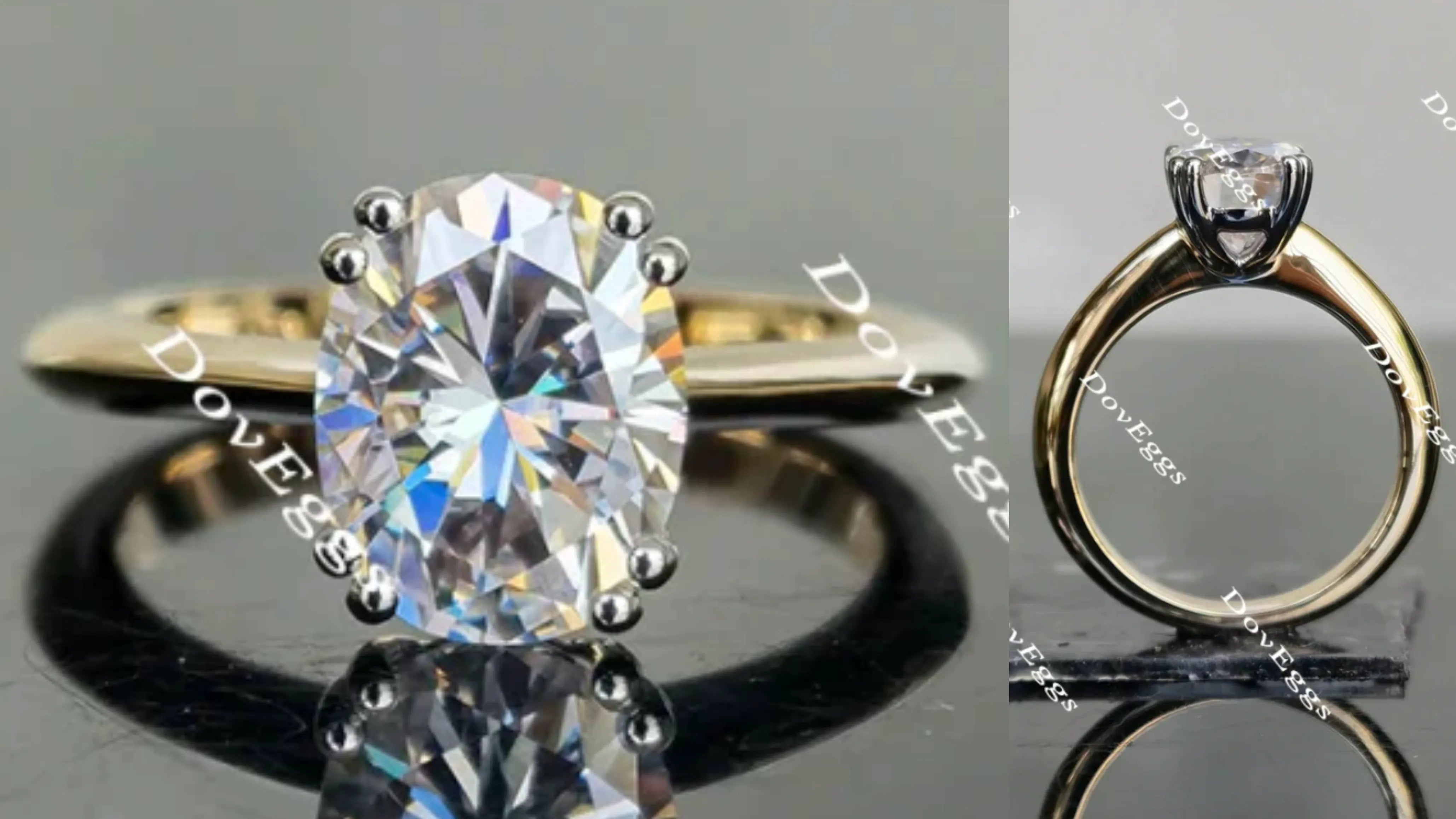 Oval solitaire moissanite engagement ring| Doveggs