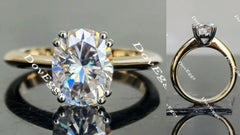 Oval solitaire moissanite engagement ring| Doveggs