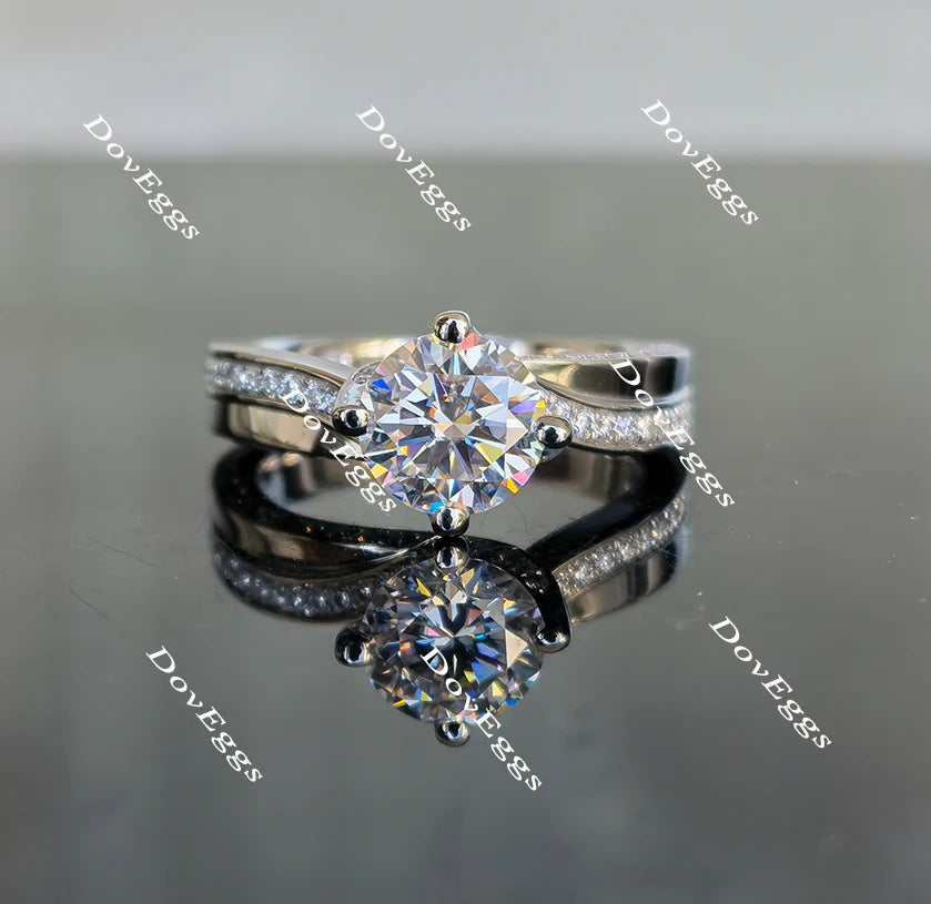 Doveggs art deco pave engagement ring only semi-mount only(Exclusively to DovEggs Stones)