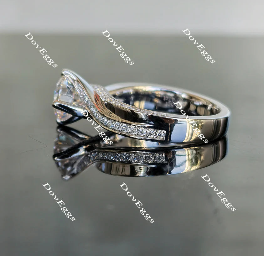 Doveggs art deco pave engagement ring only semi-mount only(Exclusively to DovEggs Stones)