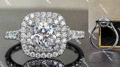 Pave double halo engagement ring only semi-mount only(Exclusively to DovEggs Stones)