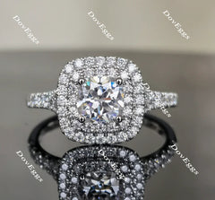 Pave double halo engagement ring only semi-mount only(Exclusively to DovEggs Stones)