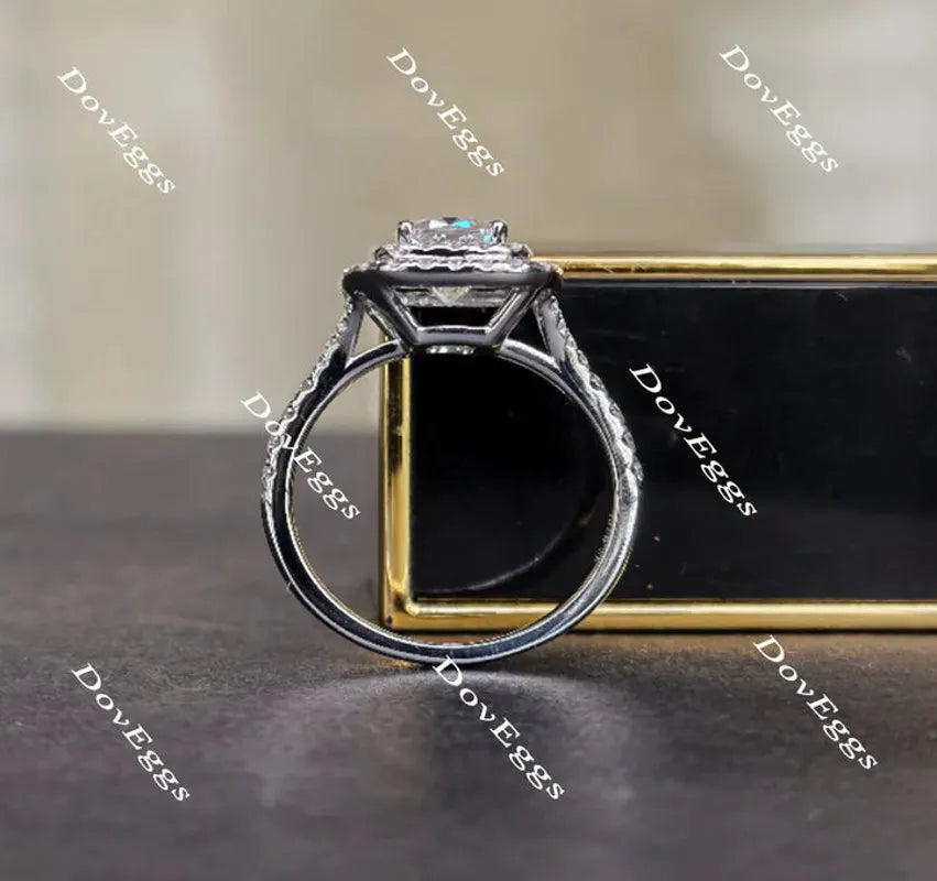 Pave double halo engagement ring only semi-mount only(Exclusively to DovEggs Stones)