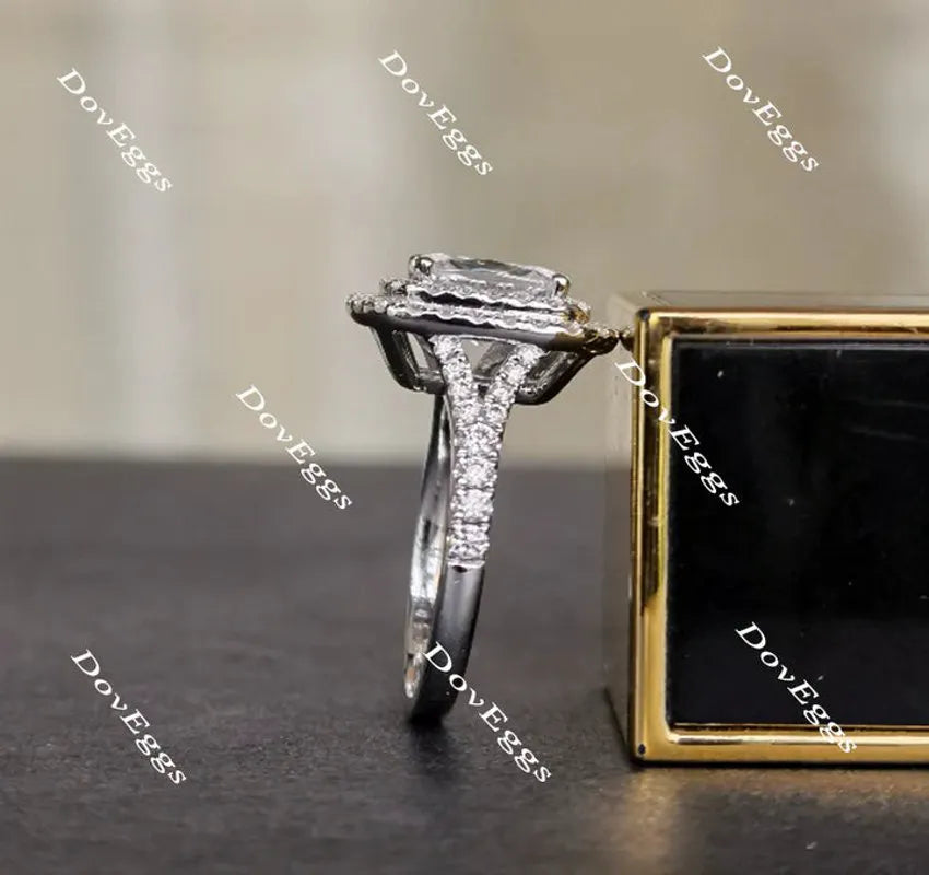 Pave double halo engagement ring only semi-mount only(Exclusively to DovEggs Stones)