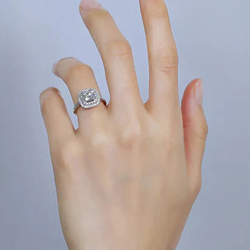 Pave double halo engagement ring only semi-mount only(Exclusively to DovEggs Stones)