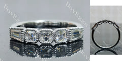 Asscher five-stone bezel moissanite wedding band-2.0mm band width| DovEggs