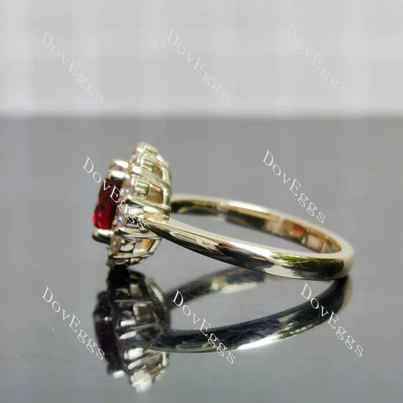 Doveggs round halo moissanite engagement ring