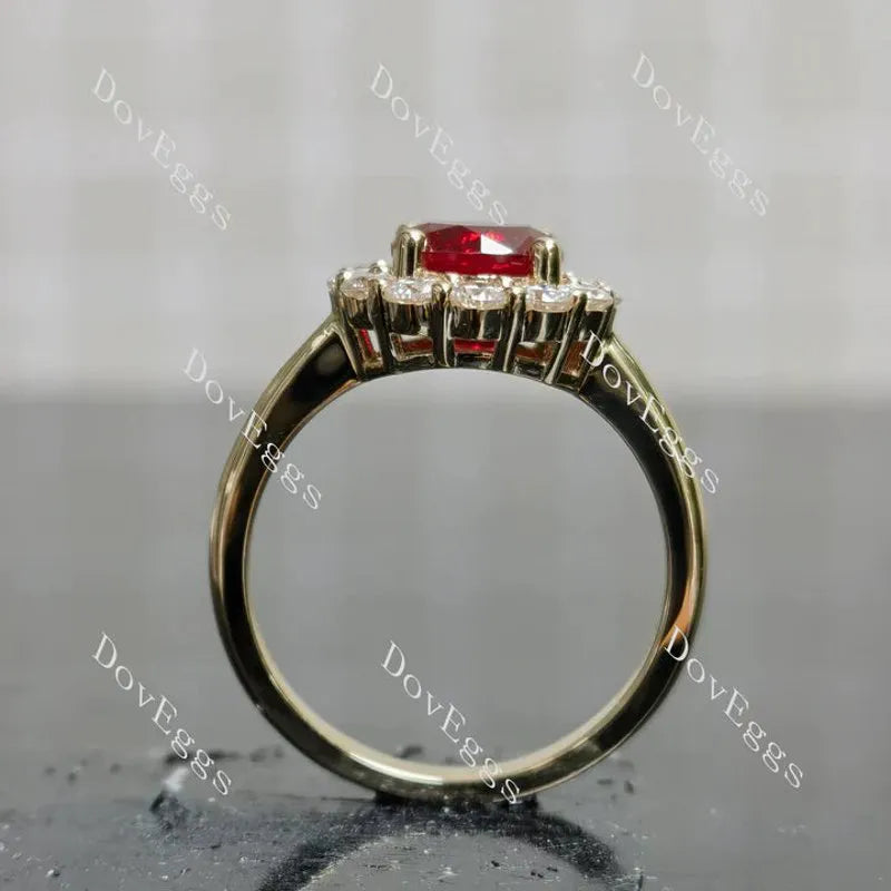 Doveggs round halo moissanite engagement ring
