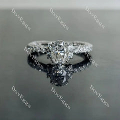 Oval pave eternity moissanite engagement ring| DovEggs