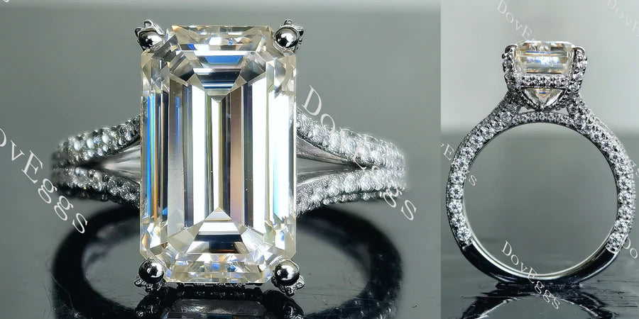 Half eternity pave split shank engagement ring only semi-mount only(Exclusively to DovEggs Stones)