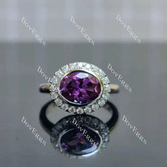 The SANDS-Oval halo colored gem engagement ring| DovEggs
