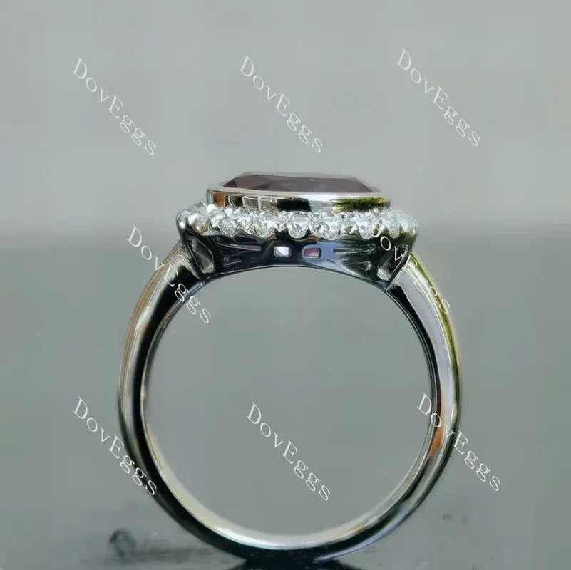 The SANDS-Oval halo colored gem engagement ring| DovEggs