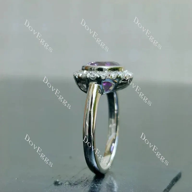 The SANDS-Oval halo colored gem engagement ring| DovEggs