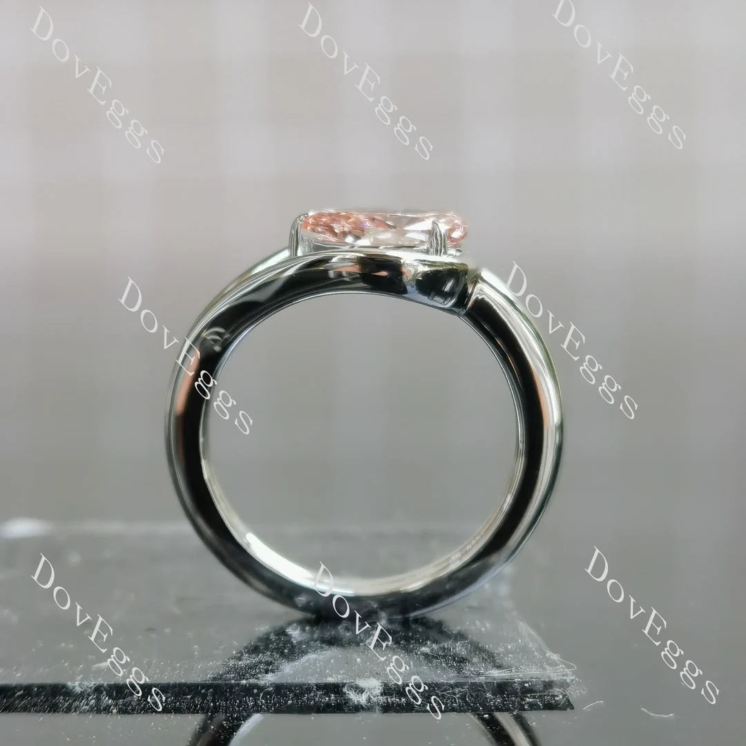 Solitaire modern pear-shaped ethical lab diamond engagement ring only semi-mount only(Exclusively to DovEggs Stones)