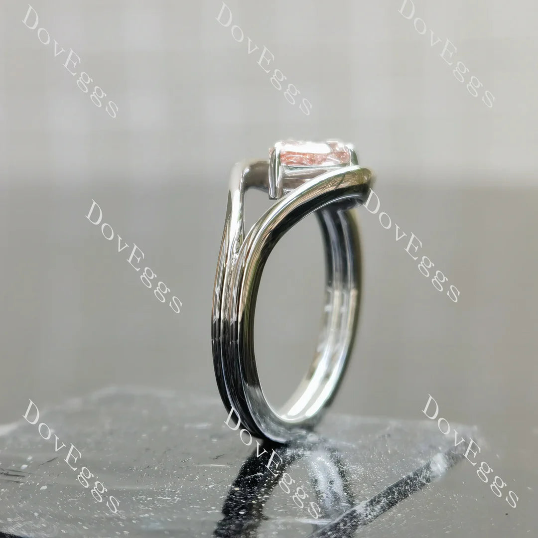 Solitaire modern pear-shaped ethical lab diamond engagement ring only semi-mount only(Exclusively to DovEggs Stones)