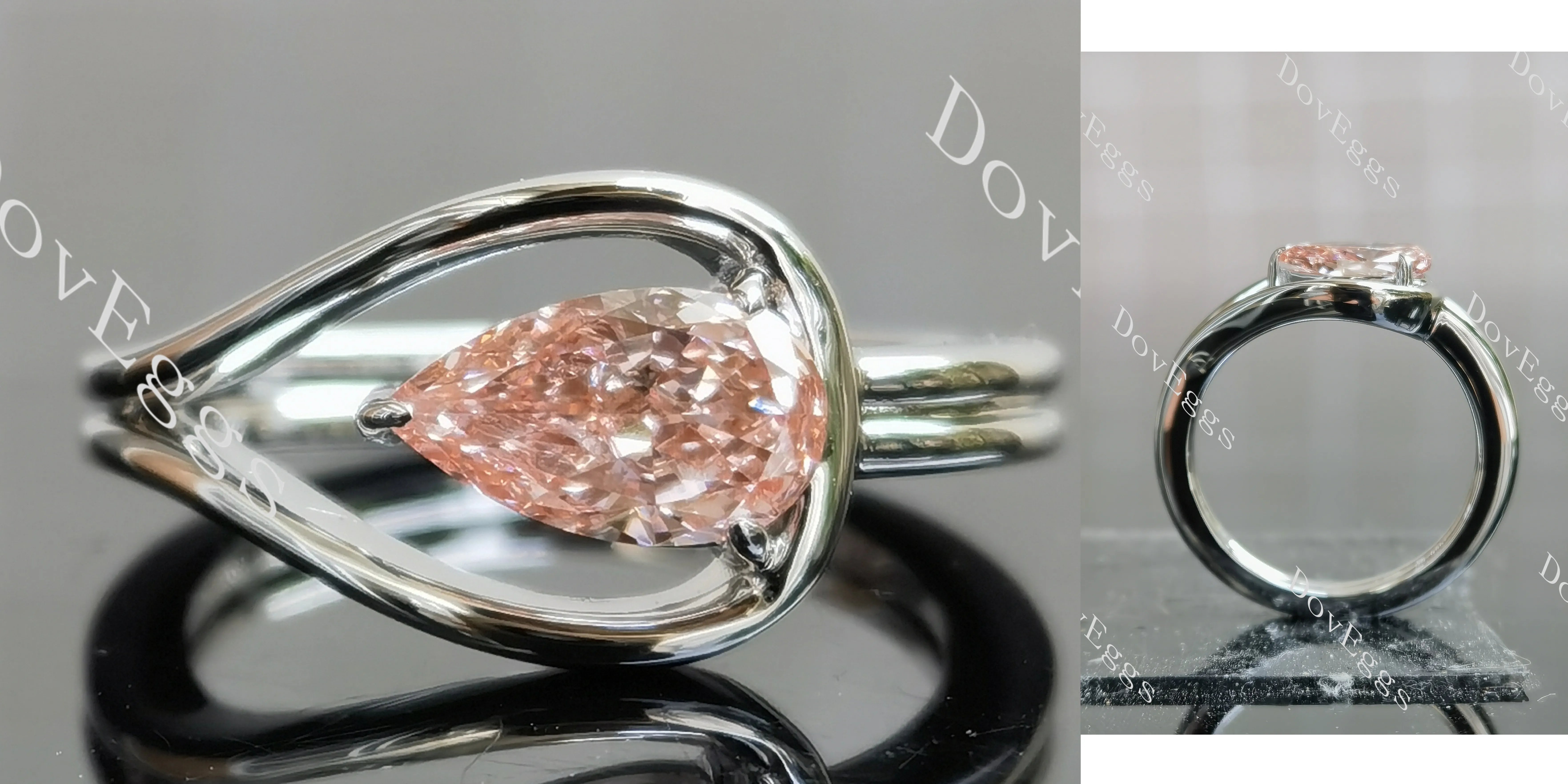 Pear solitaire moissanite engagement ring| DovEggs