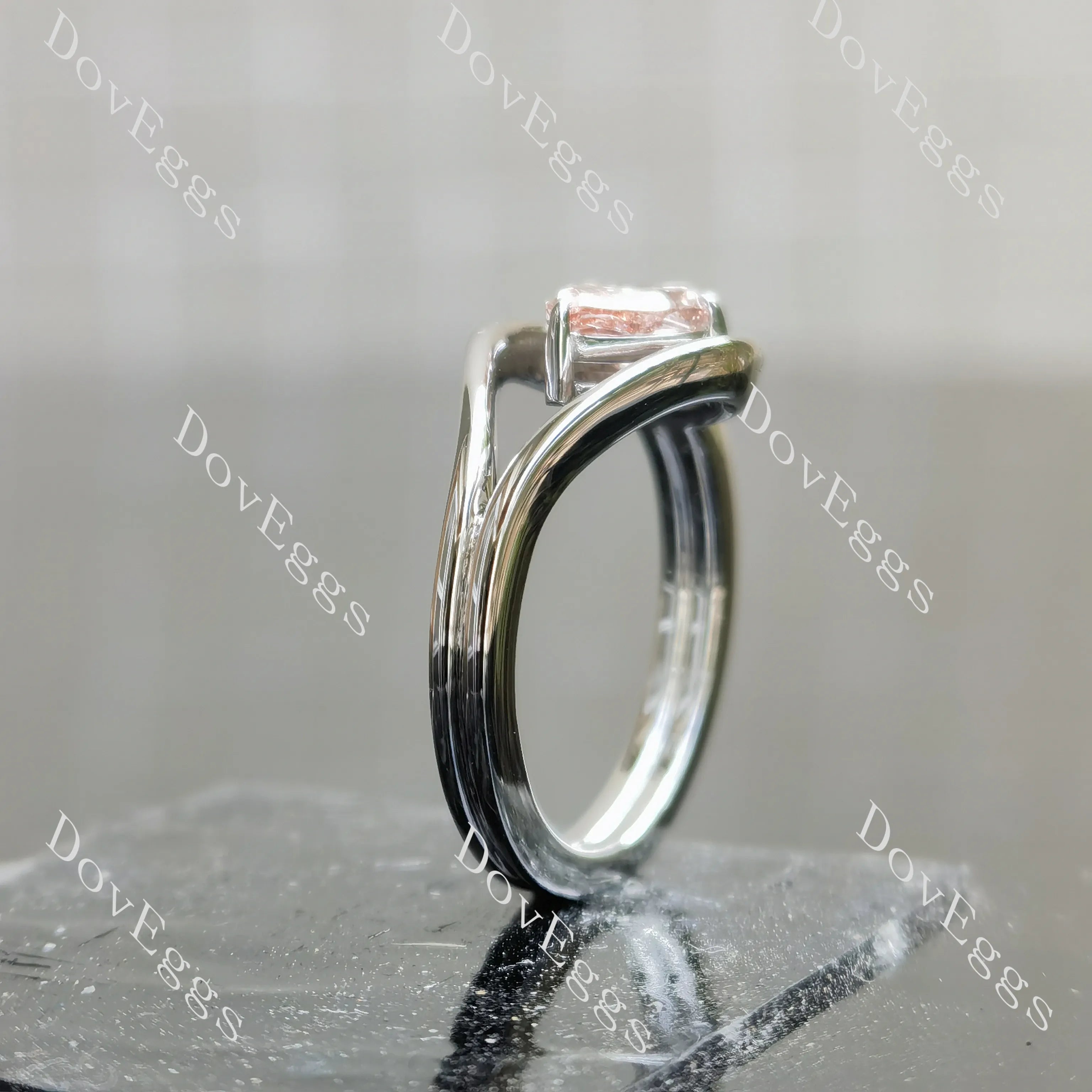 Pear solitaire moissanite engagement ring| DovEggs