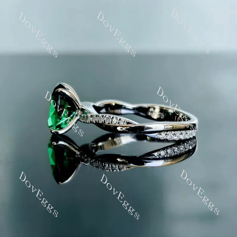 Oval pave colored gem engagement ring| DovEggs