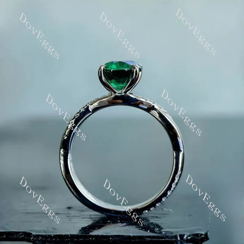 Oval pave colored gem engagement ring| DovEggs