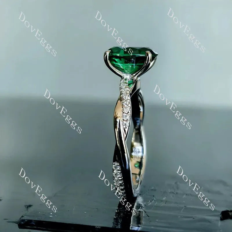 Oval pave colored gem engagement ring| DovEggs