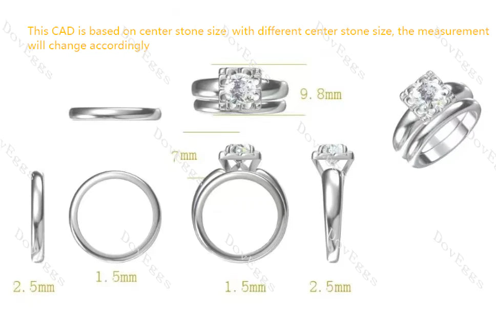 Solitaire engagement ring only semi-mount only(Exclusively to DovEggs Stones)
