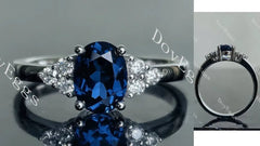Oval side stones colored gem engagement ring| DovEggs