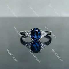 Oval side stones colored gem engagement ring| DovEggs