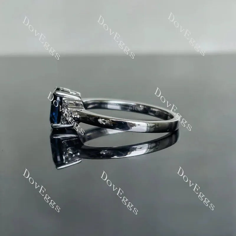 Oval side stones colored gem engagement ring| DovEggs