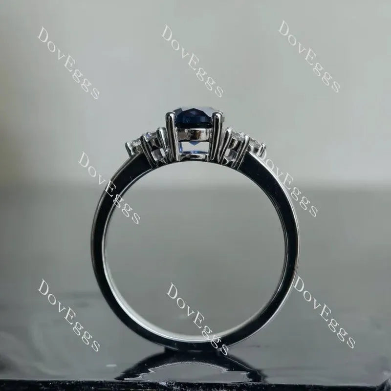 Oval side stones colored gem engagement ring| DovEggs