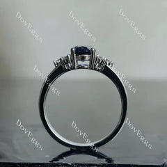 Oval side stones colored gem engagement ring| DovEggs
