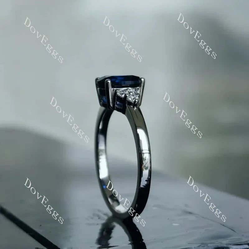 Oval side stones colored gem engagement ring| DovEggs