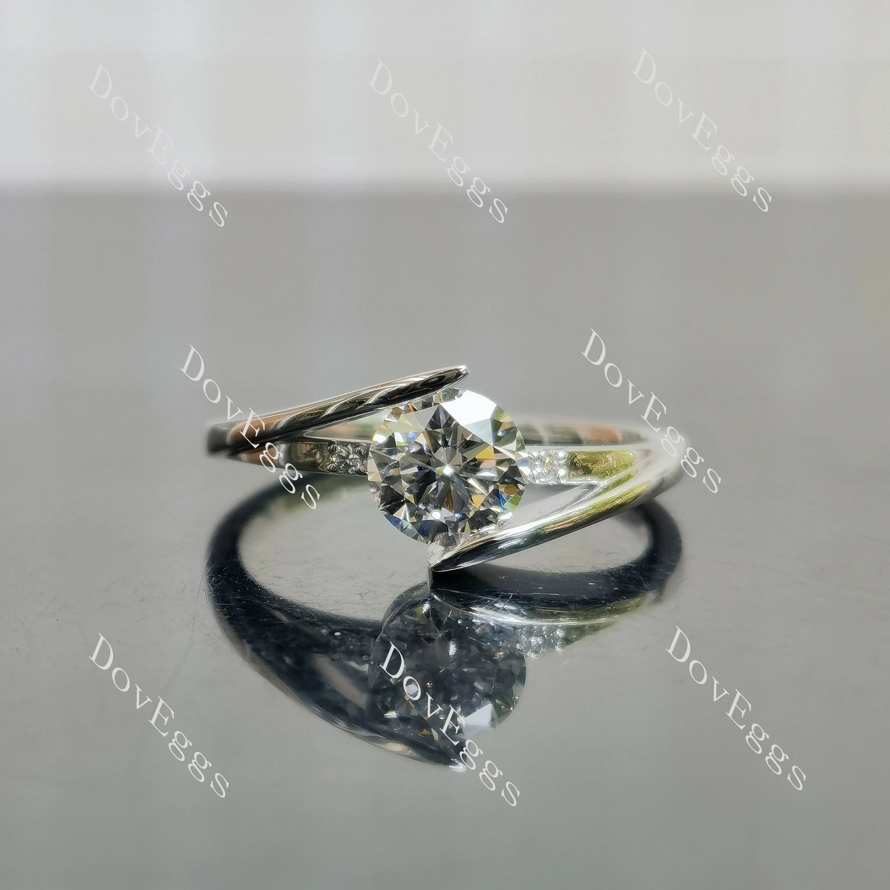 Doveggs pave side stones engagement ring semi-mount only(Exclusively to DovEggs Stones)