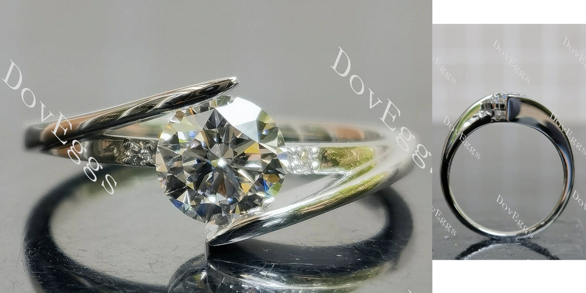 Doveggs pave side stones engagement ring semi-mount only(Exclusively to DovEggs Stones)