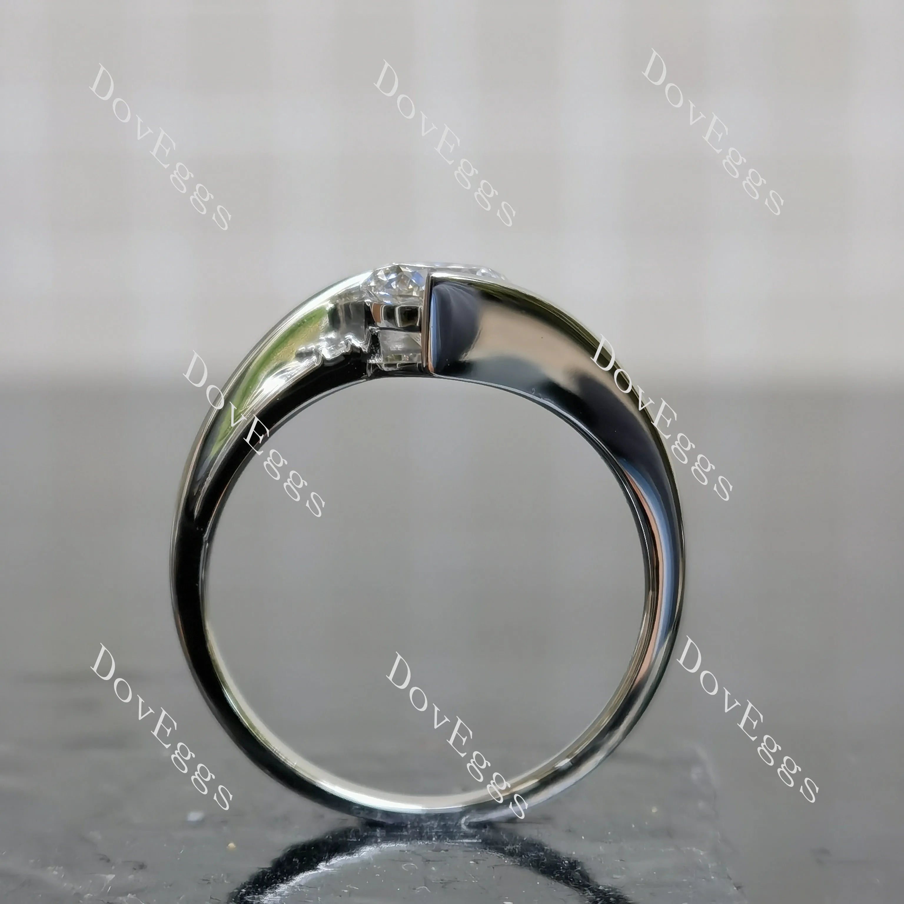 Doveggs pave side stones engagement ring semi-mount only(Exclusively to DovEggs Stones)