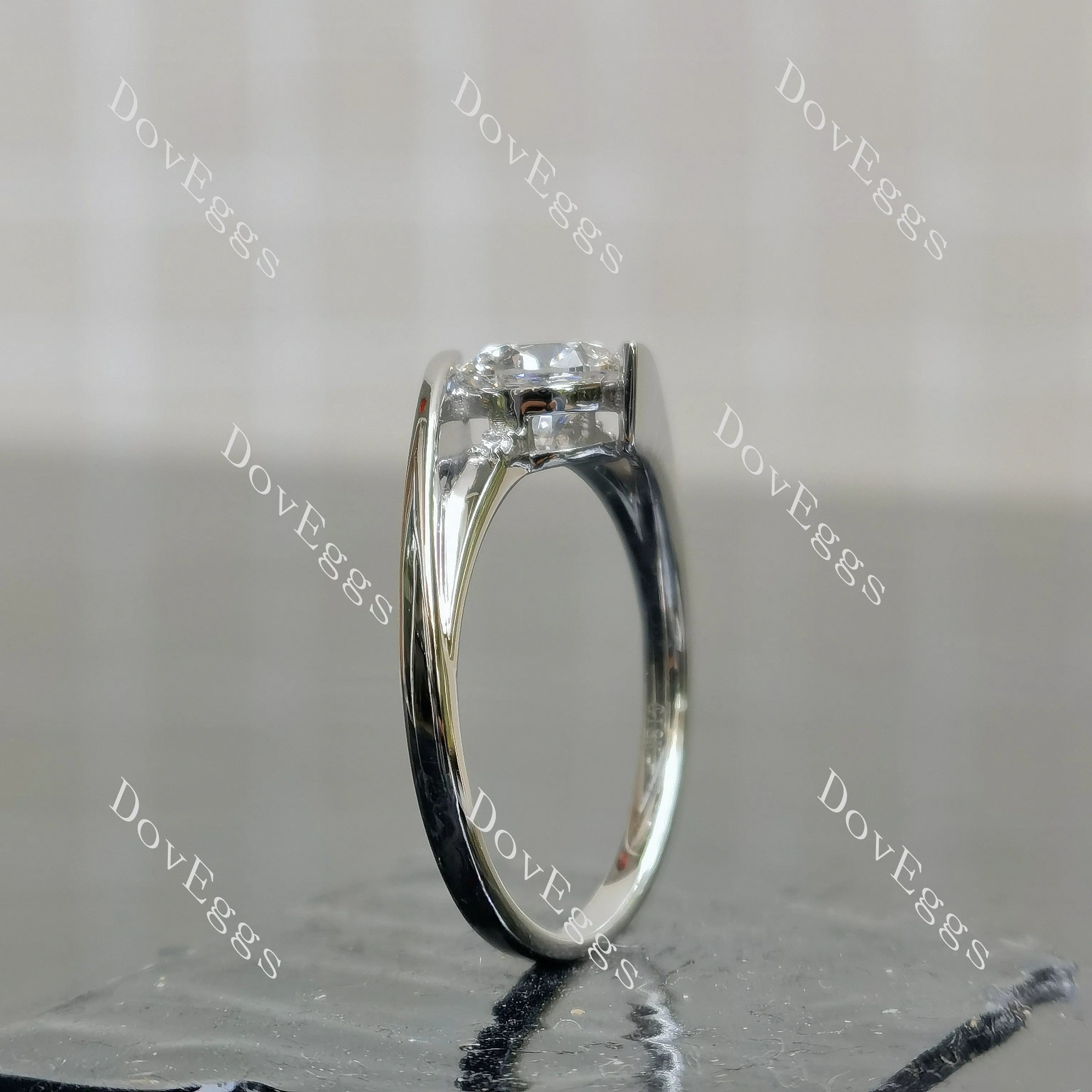 Doveggs pave side stones engagement ring semi-mount only(Exclusively to DovEggs Stones)