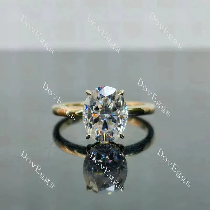 Oval solitaire moissanite engagement ring| DovEggs