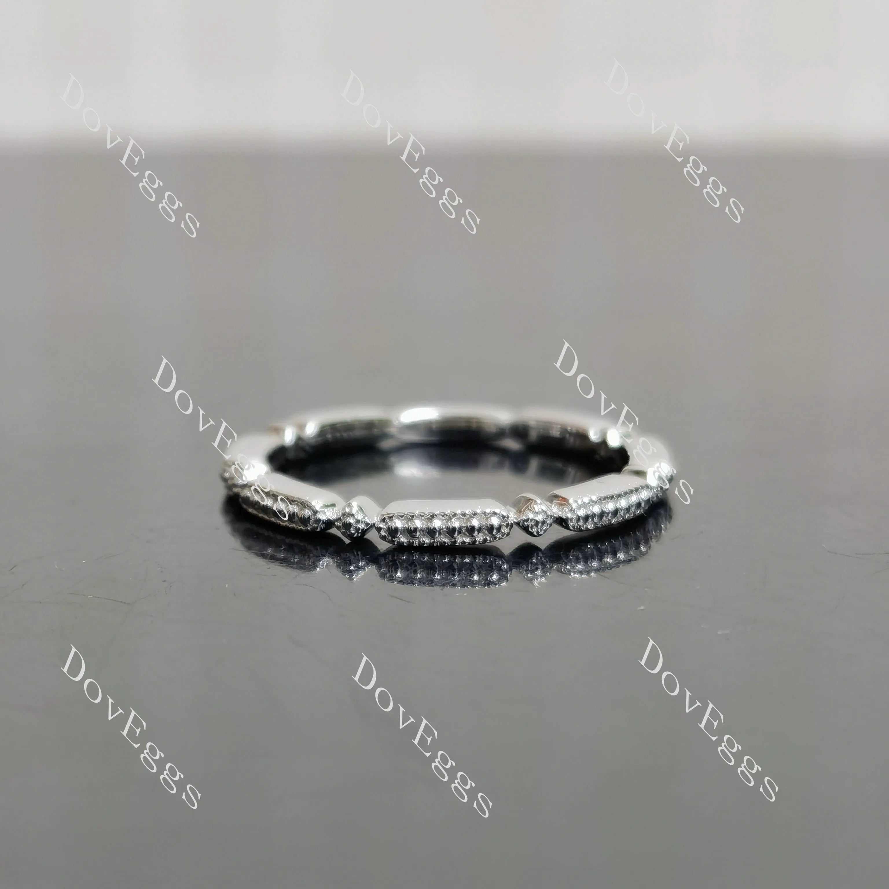 Plain small beaded stacking wedding band-2.0mm band width| DovEggs
