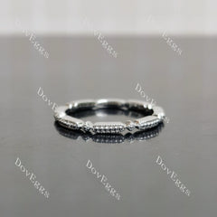 Plain small beaded stacking wedding band-2.0mm band width| DovEggs